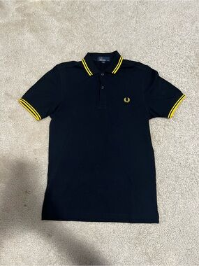 Fred Perry Black Polo with Yellow Twin Tip